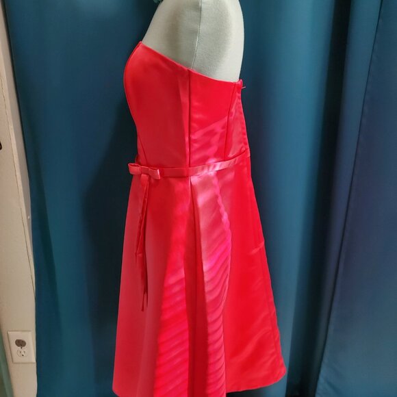 🌹Vintage Scott McClintock Strapless Hot Pink Cocktail Satin Gown / Formal 8 - Picture 3 of 10